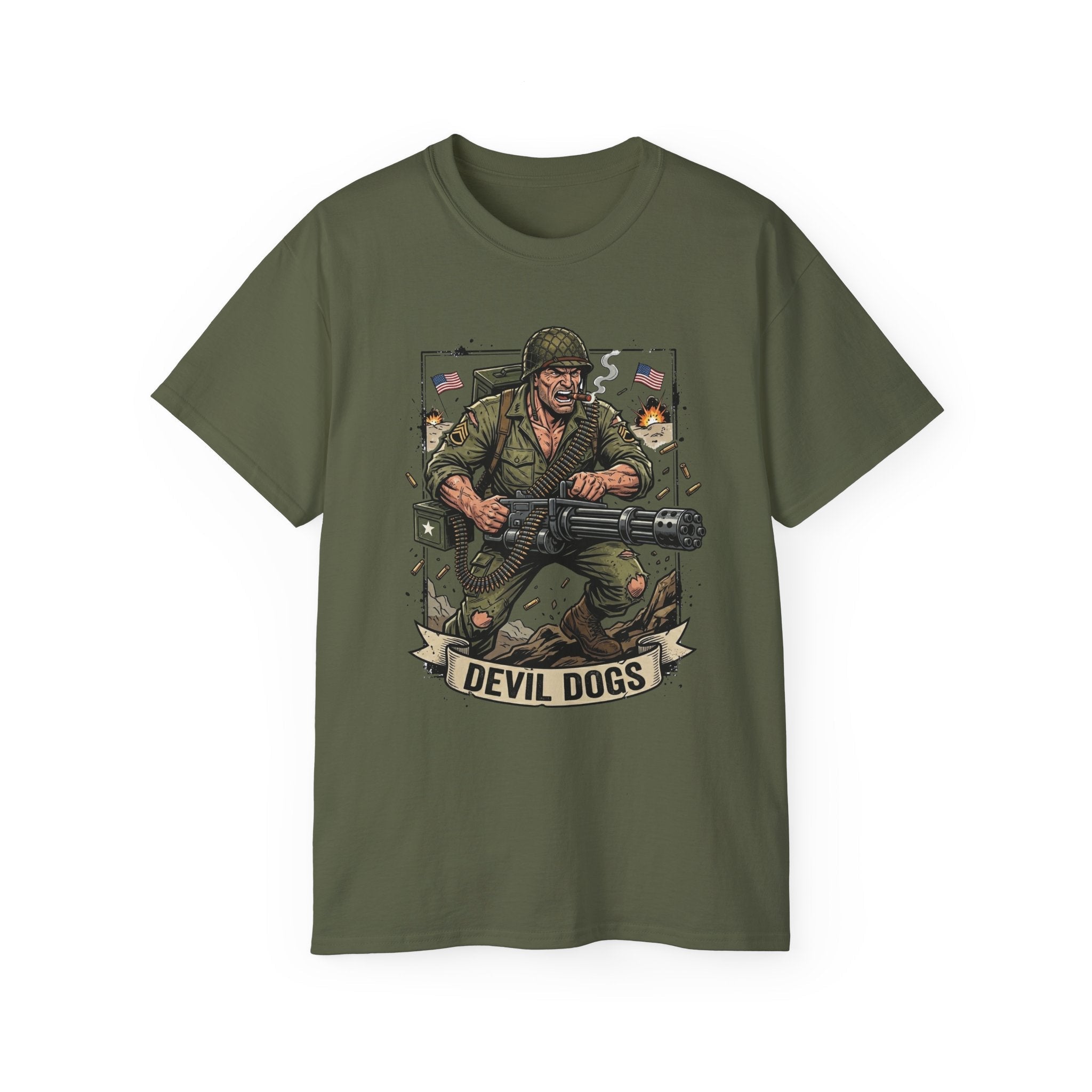 Devil Dogs Military Tee – Vintage Marine Infantry Graphic Shirt - Raven Quest Apparel
