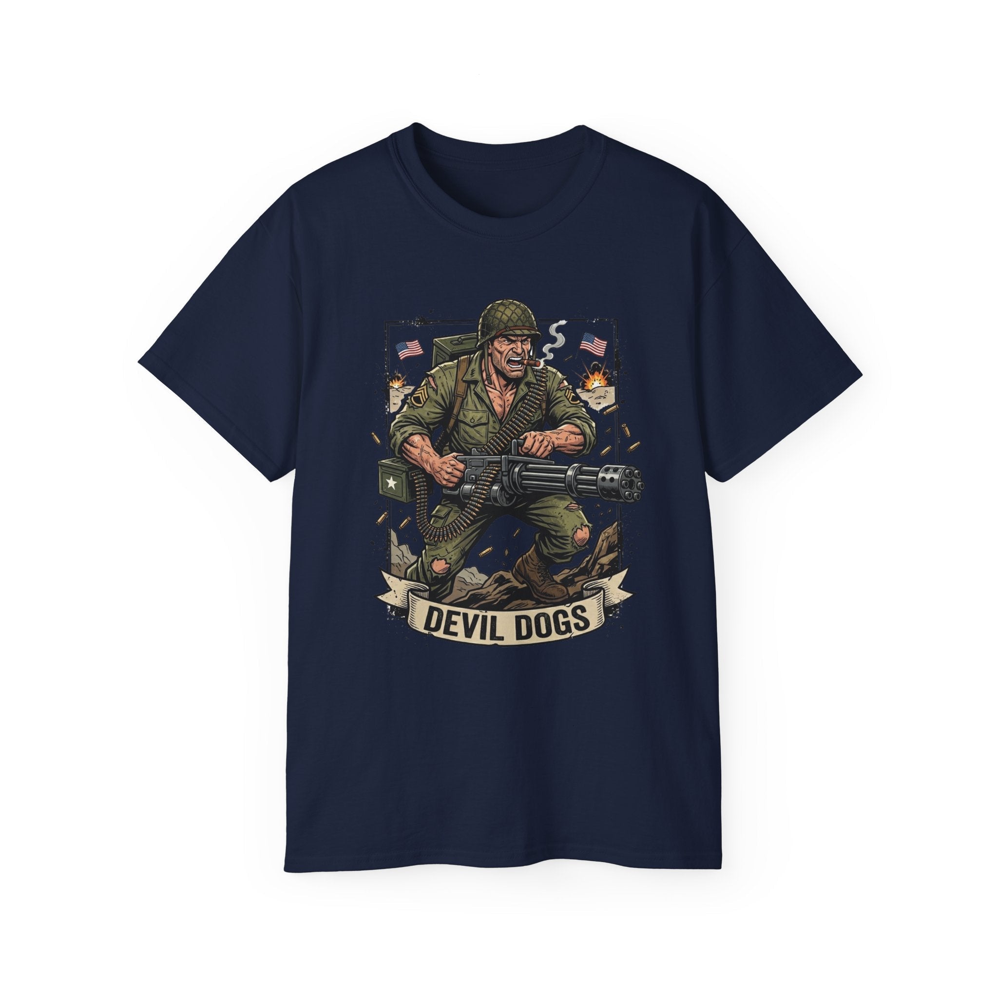 Devil Dogs Military Tee – Vintage Marine Infantry Graphic Shirt - Raven Quest Apparel