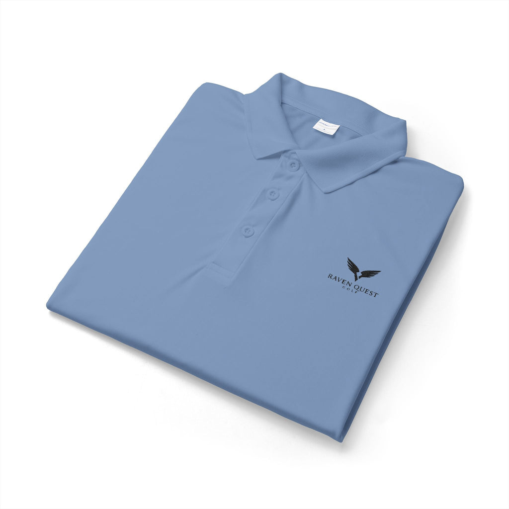 Emblem Performance Polo — Eagle Logo Athletic Golf Shirt - Raven Quest Apparel