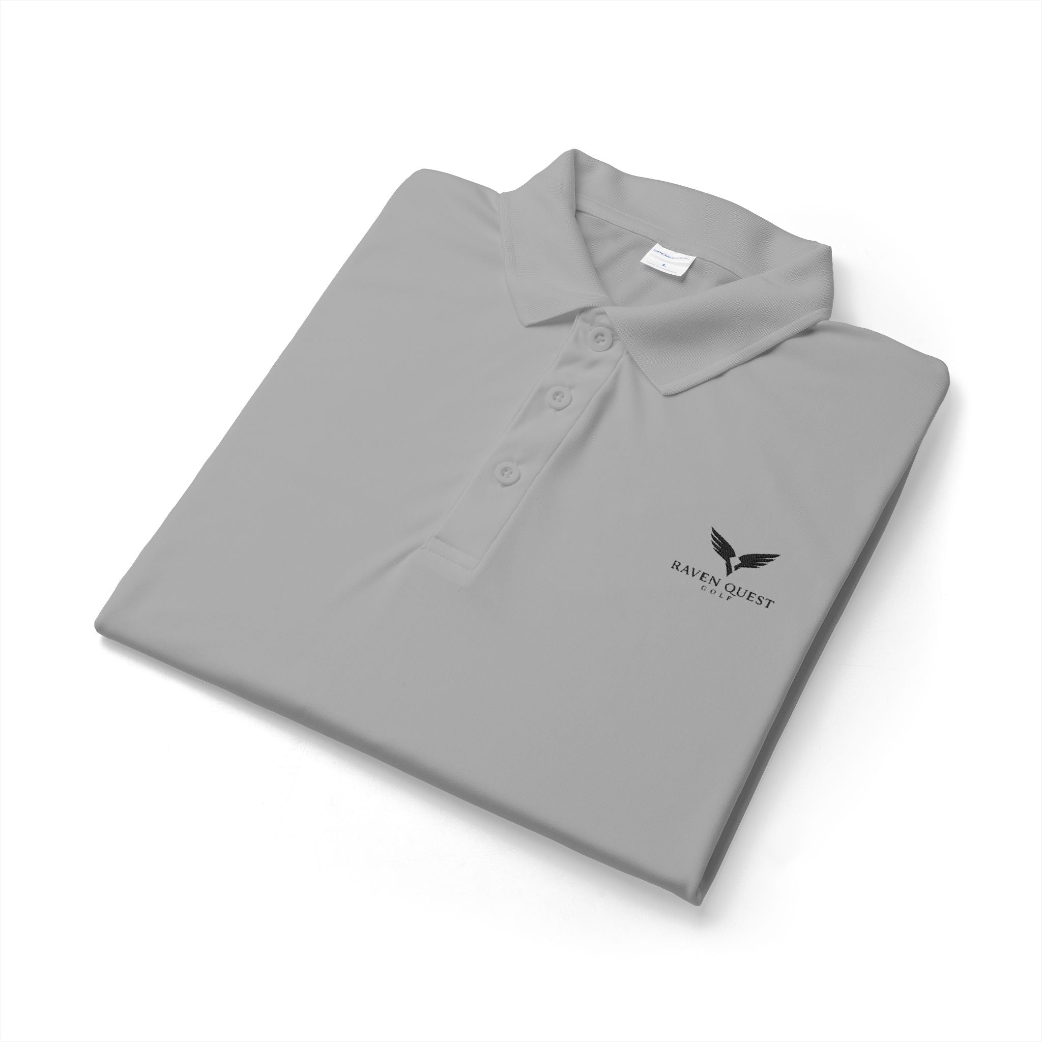 Emblem Performance Polo — Eagle Logo Athletic Golf Shirt - Raven Quest Apparel