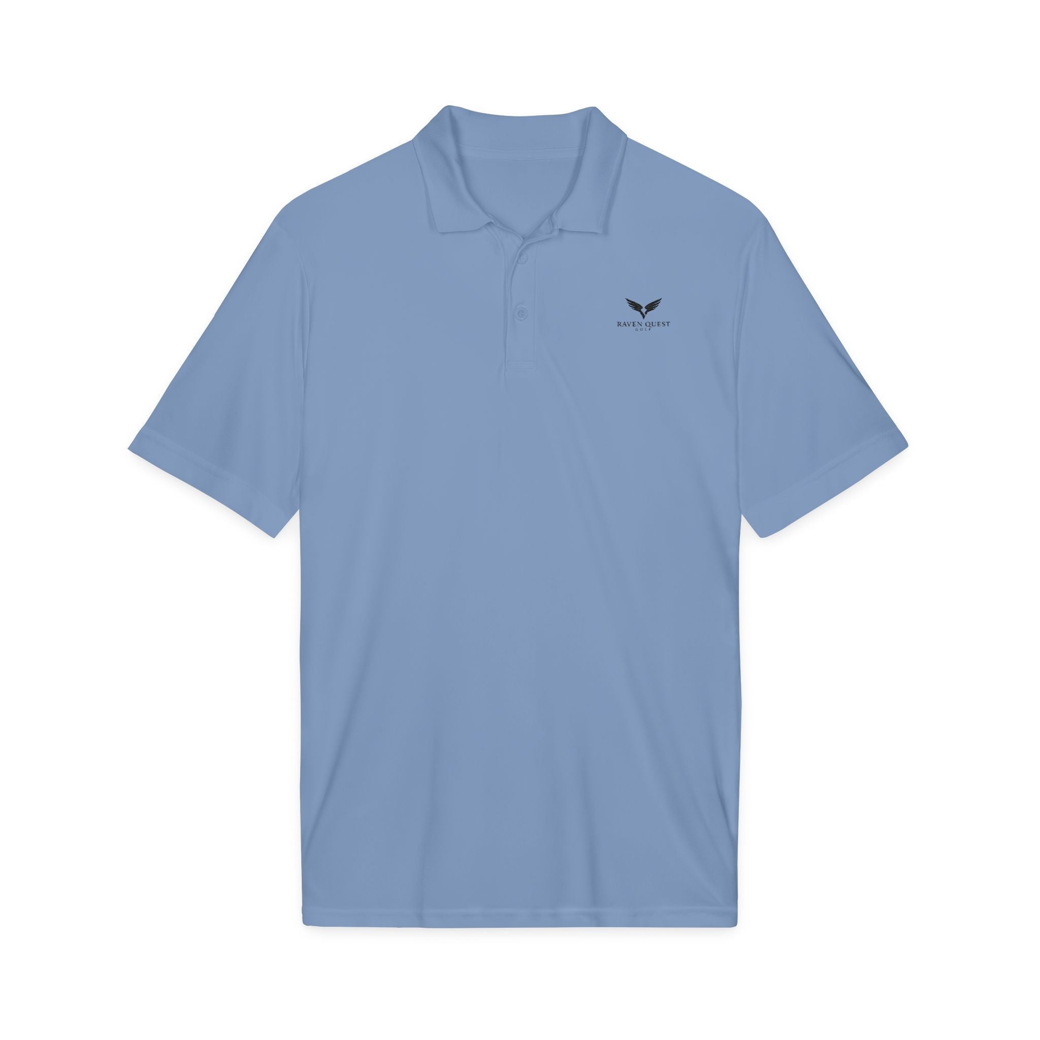 Emblem Performance Polo — Eagle Logo Athletic Golf Shirt - Raven Quest Apparel