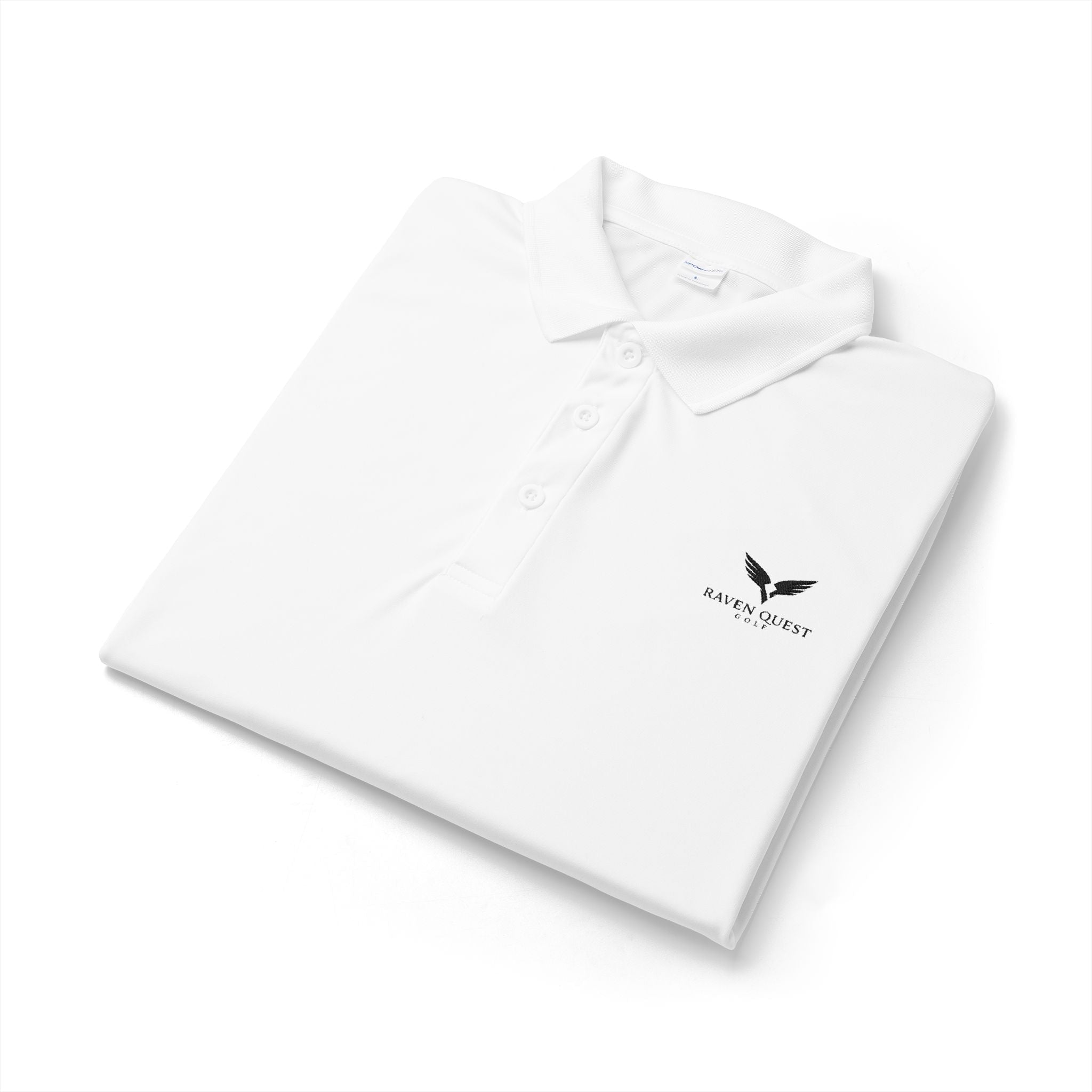 Emblem Performance Polo — Eagle Logo Athletic Golf Shirt - Raven Quest Apparel