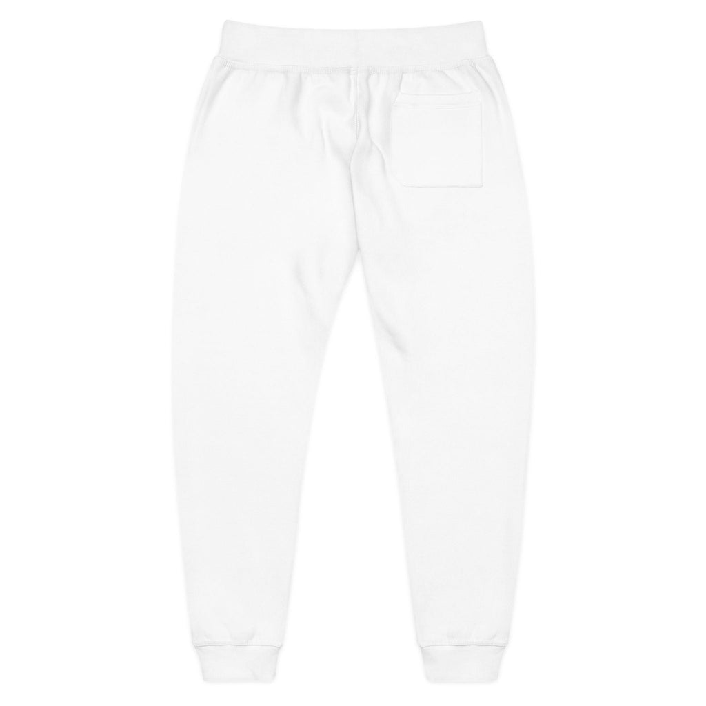 Embroidered Dove Fleece Sweatpants — Cozy White Joggers with Small Chest Logo - Raven Quest Apparel
