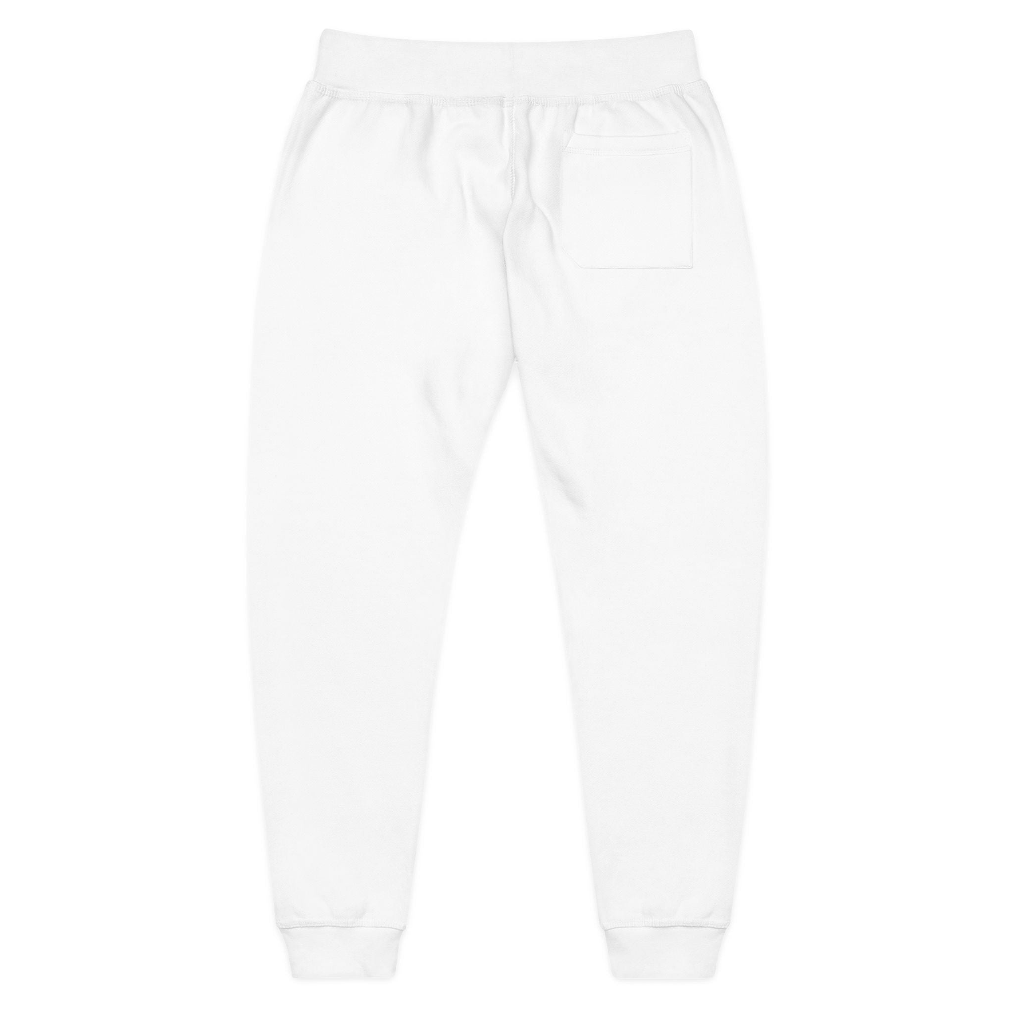 Embroidered Dove Fleece Sweatpants — Cozy White Joggers with Small Chest Logo - Raven Quest Apparel
