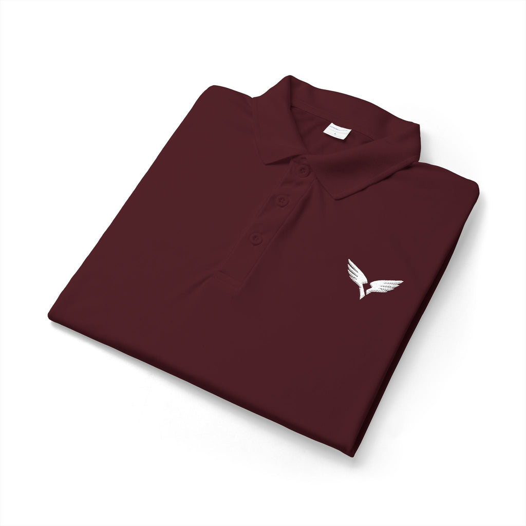 Embroidered Minimalist Winged Polo Shirt | Raven Quest Apparel - Raven Quest Apparel