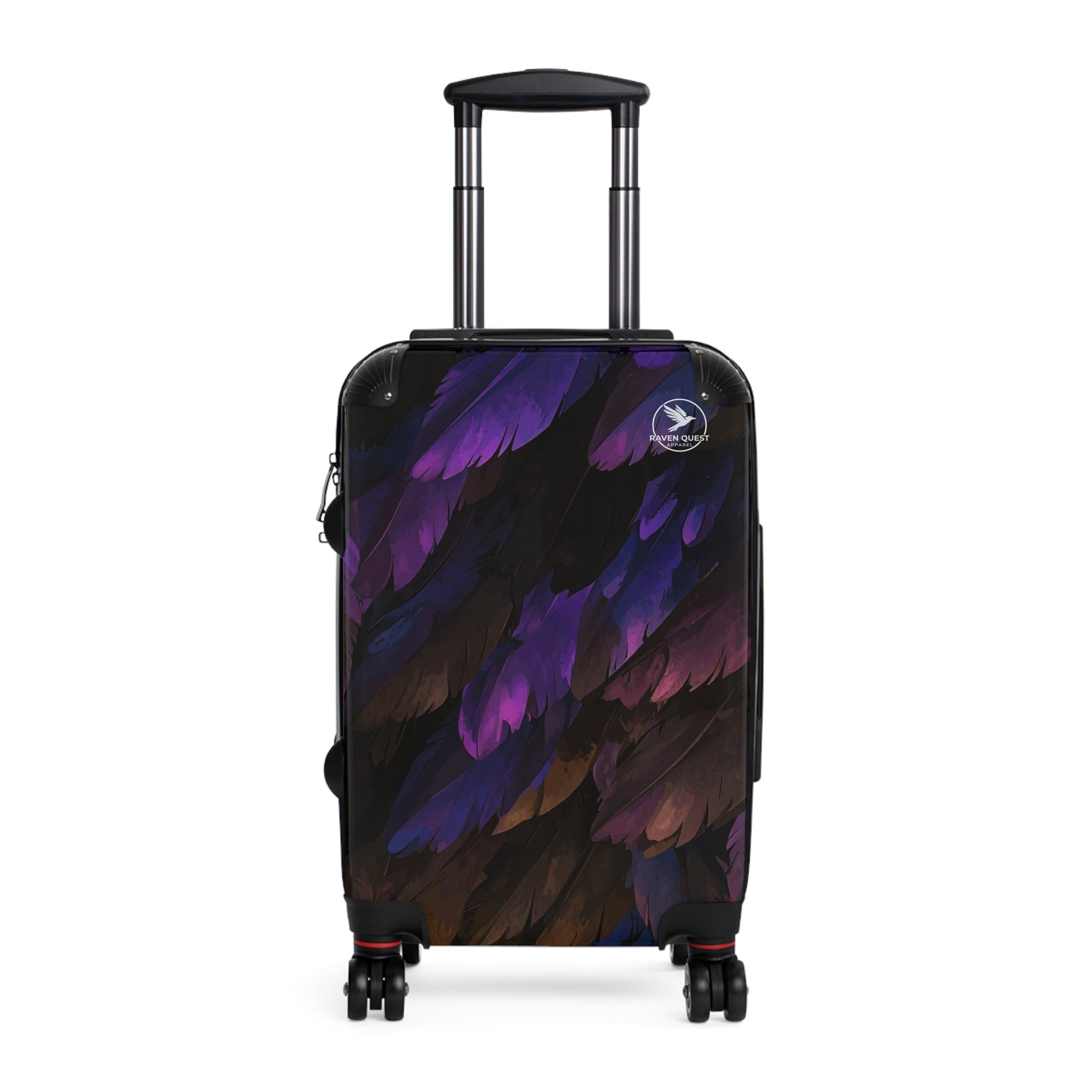 Feathered Night Carry - On Suitcase — Purple & Black Travel Luggage - Raven Quest Apparel