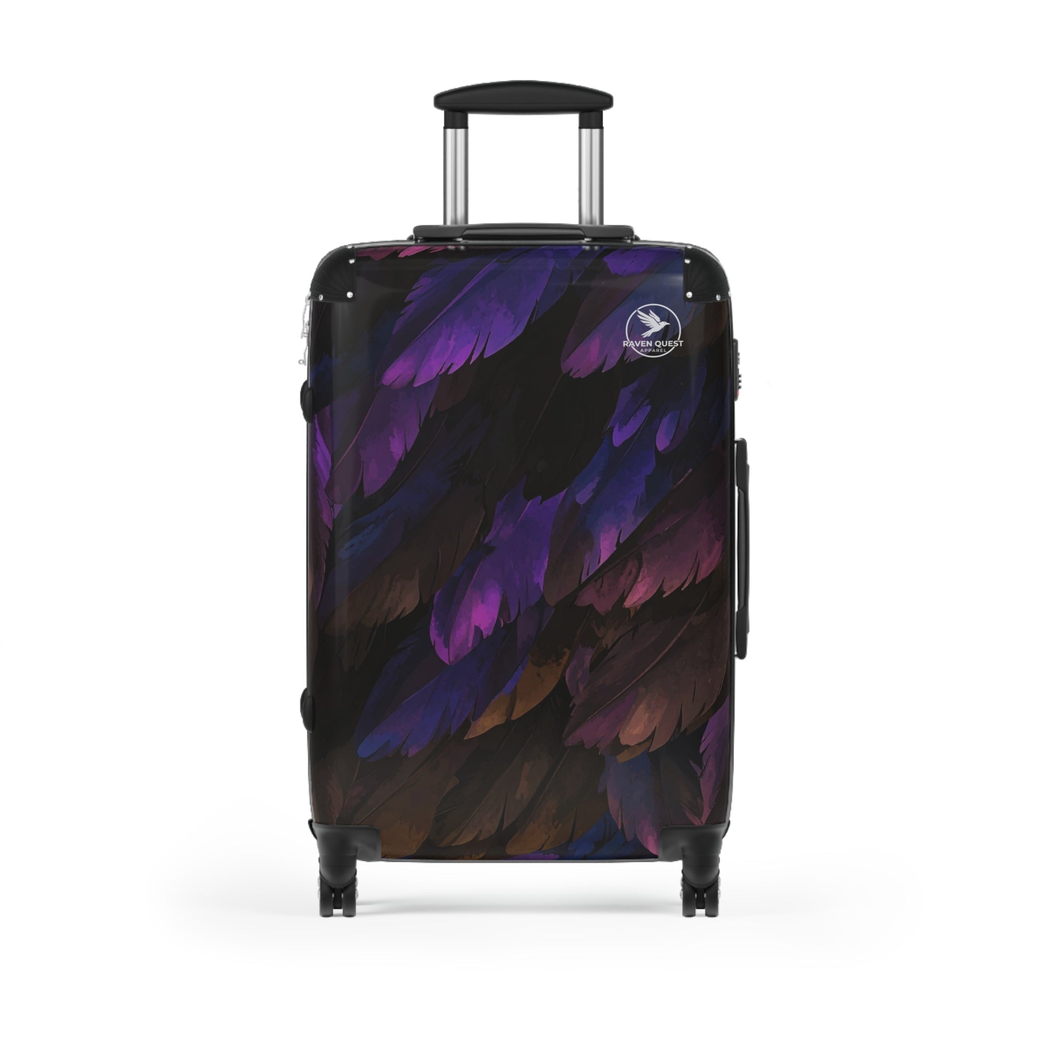 Feathered Night Carry - On Suitcase — Purple & Black Travel Luggage - Raven Quest Apparel