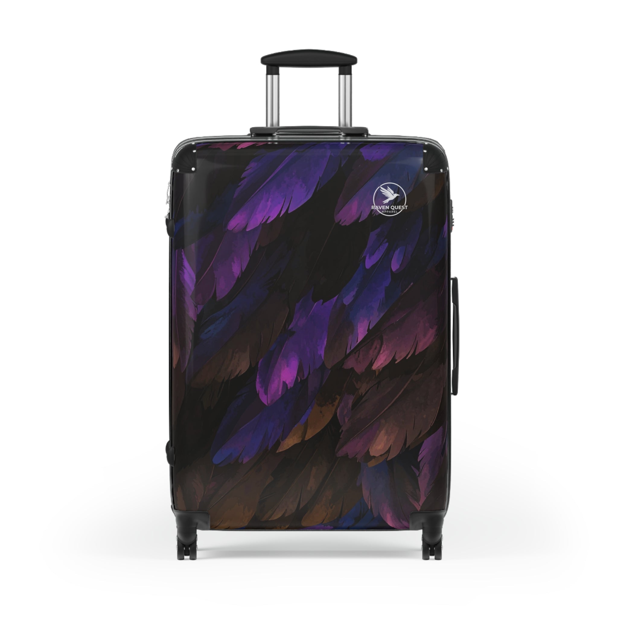 Feathered Night Carry - On Suitcase — Purple & Black Travel Luggage - Raven Quest Apparel