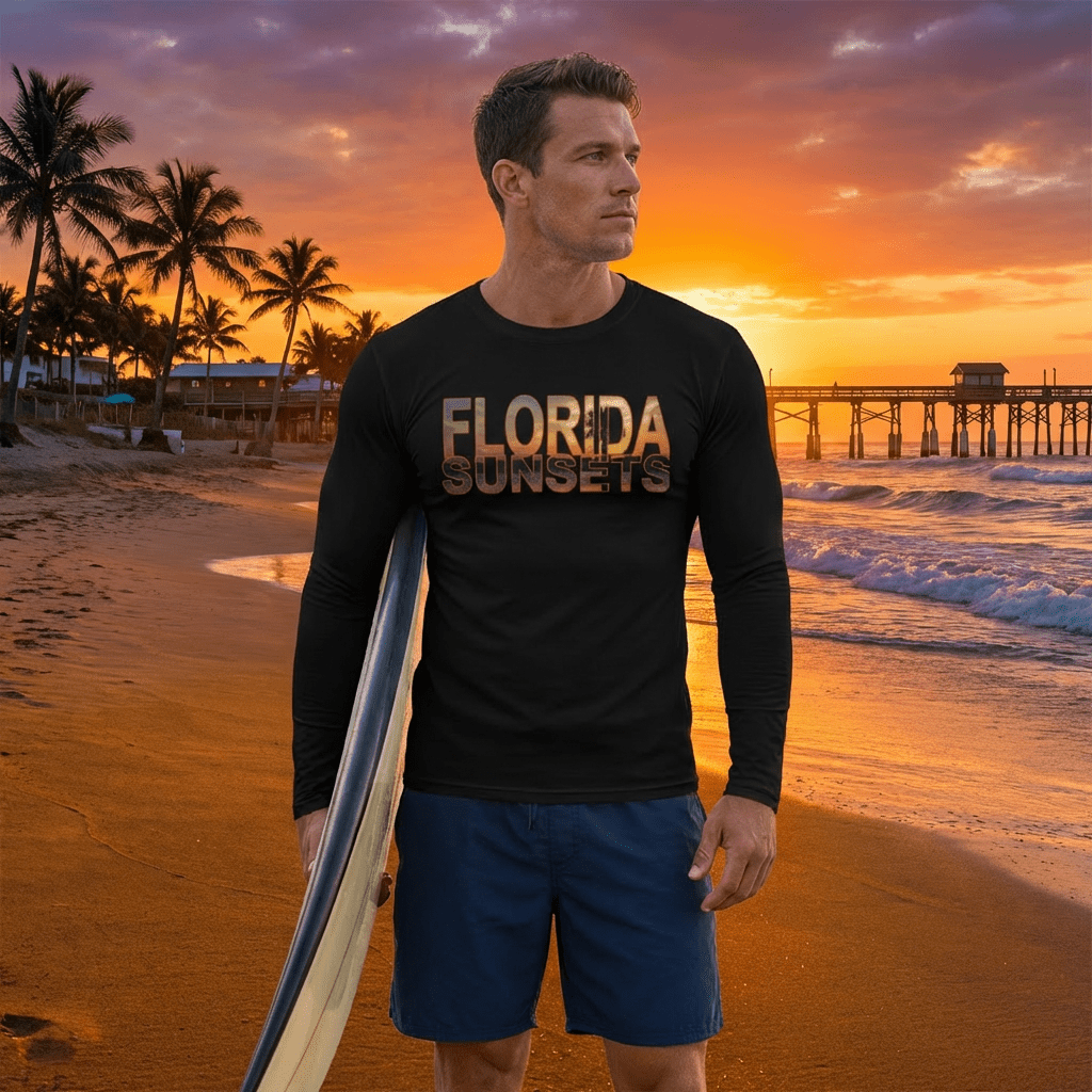Florida Nights Long Sleeve Tee — Sunset Photo Print - Raven Quest - Raven Quest Apparel