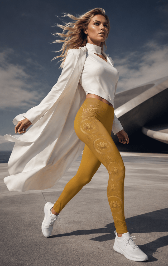 Golden Raven Zen Leggings | Raven Quest Apparel - Raven Quest Apparel