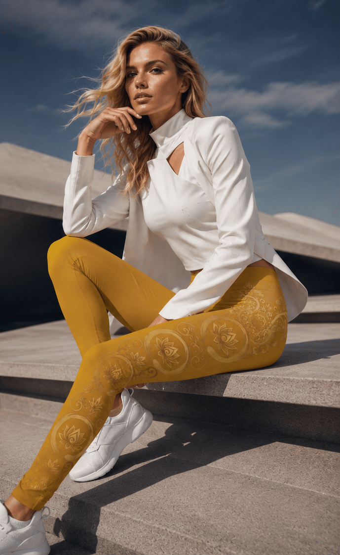 Golden Raven Zen Leggings | Raven Quest Apparel - Raven Quest Apparel