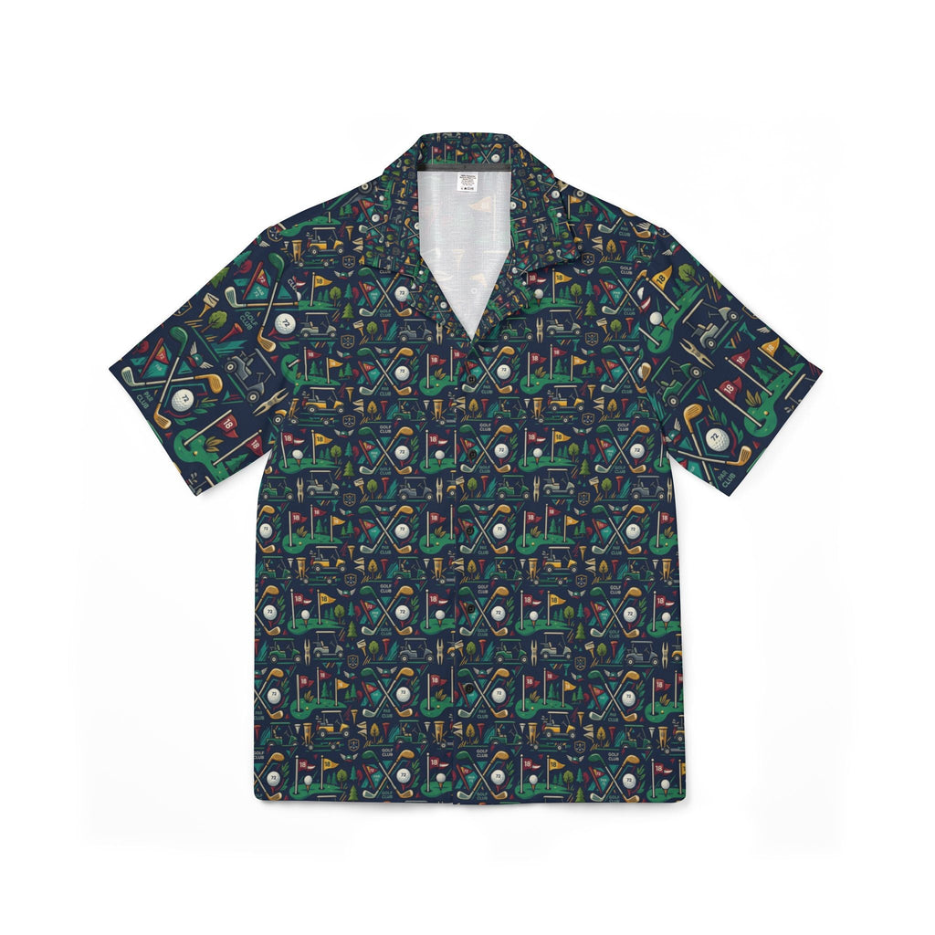 Golf Course Pattern Hawaiian Shirt — Men's Vintage Golf Camp Shirt - Raven Quest Apparel