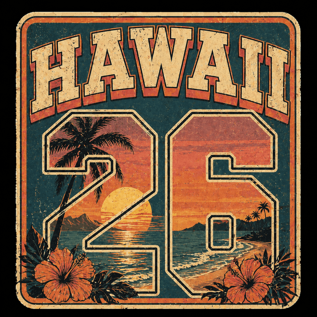 Hawaii 26 Vintage Sunset Tee - Raven Quest Apparel