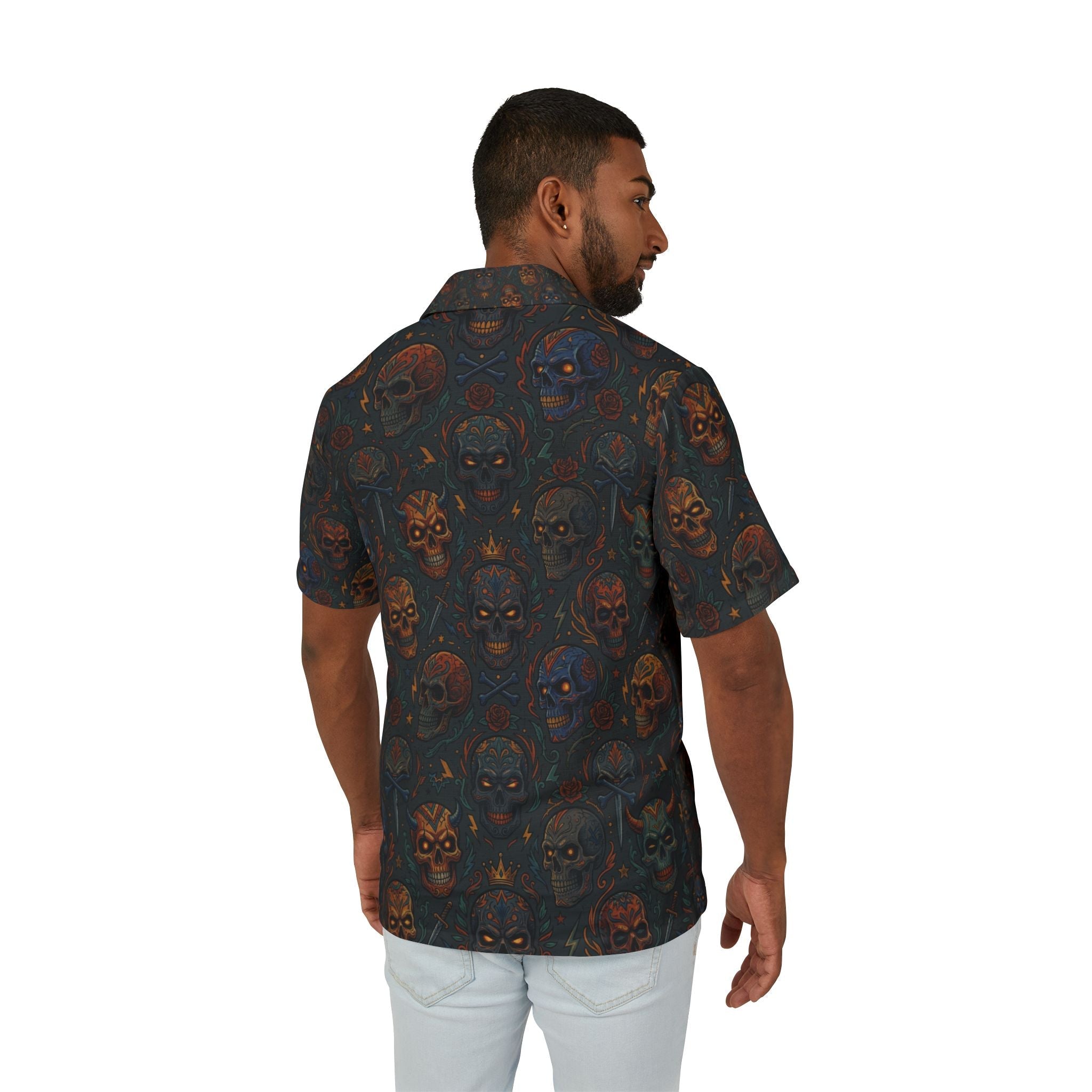 Hawaiian Shirt — Dark Skull Patterned Camp Shirt - Raven Quest Apparel