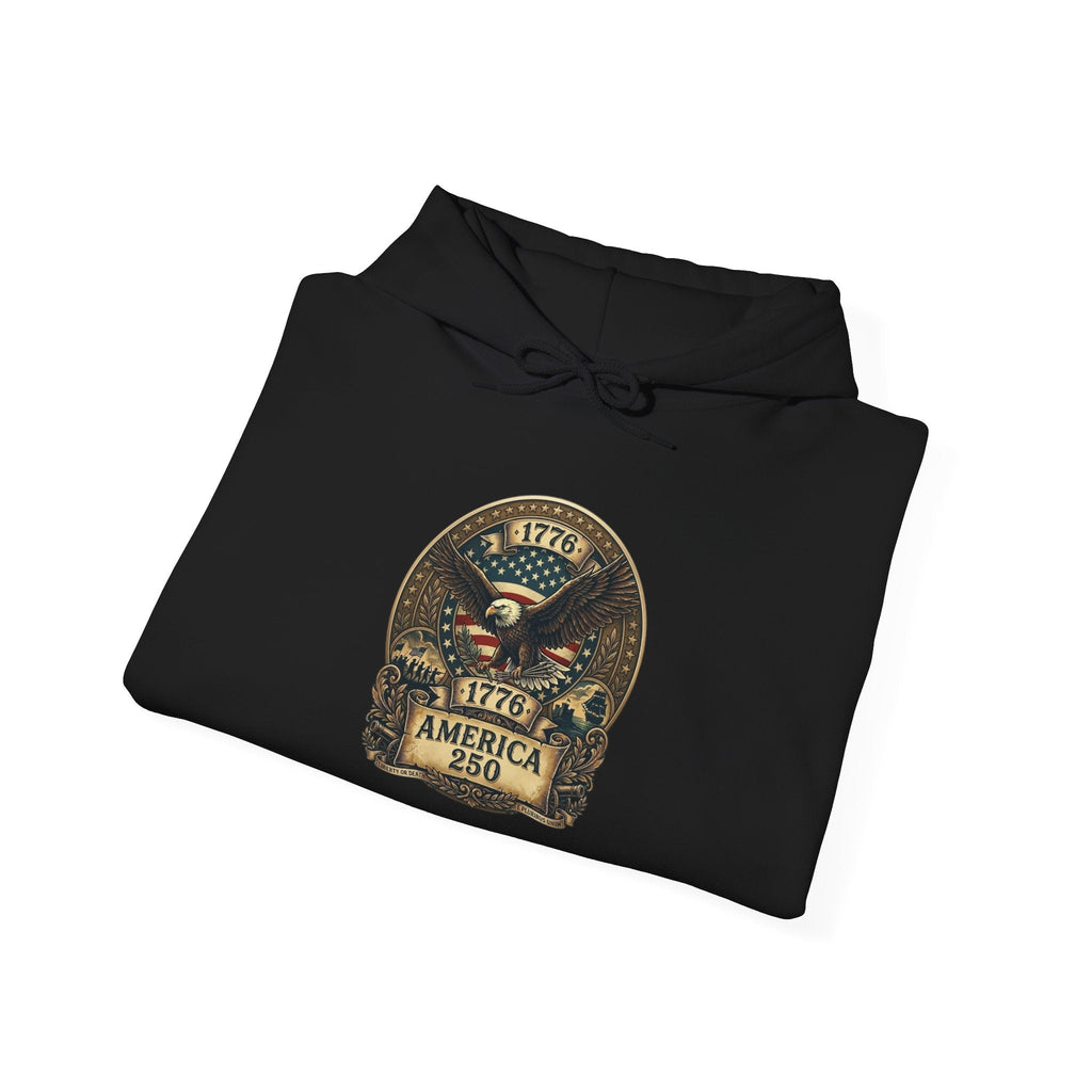 Hoodie — "1776 America 250" Patriotic Eagle Camouflage Sleeve Hoodie - Raven Quest Apparel