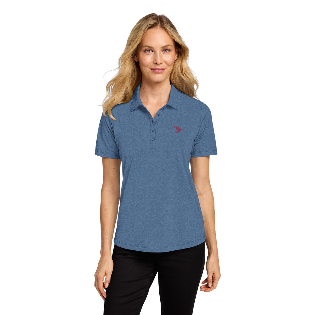 Ladies Polo Shirt with Pink Raven Chest Logo — Women's Short - Sleeve Collared Tee - Raven Quest Apparel