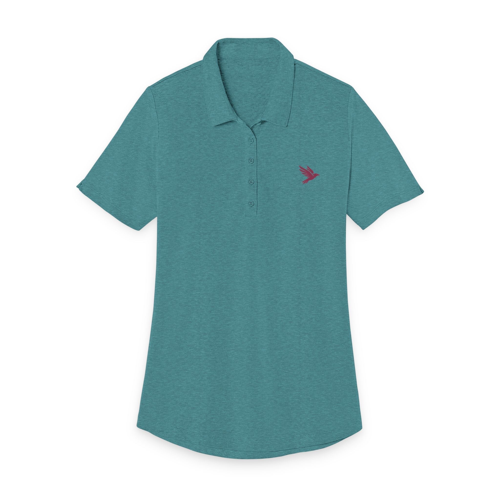 Ladies Polo Shirt with Pink Raven Chest Logo — Women's Short - Sleeve Collared Tee - Raven Quest Apparel