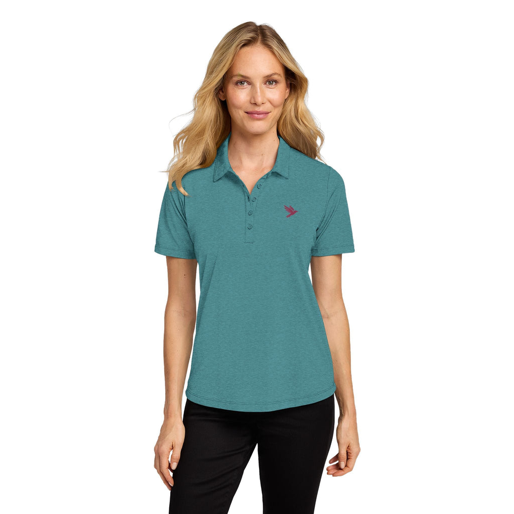 Ladies Polo Shirt with Pink Raven Chest Logo — Women's Short - Sleeve Collared Tee - Raven Quest Apparel