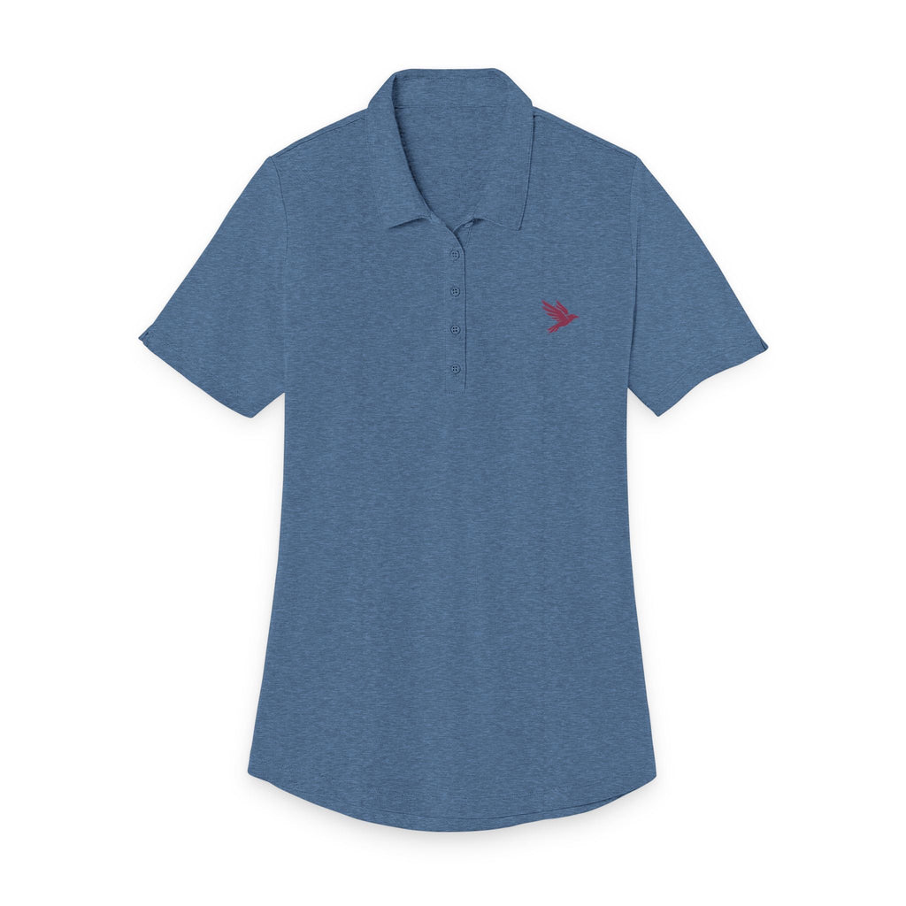 Ladies Polo Shirt with Pink Raven Chest Logo — Women's Short - Sleeve Collared Tee - Raven Quest Apparel