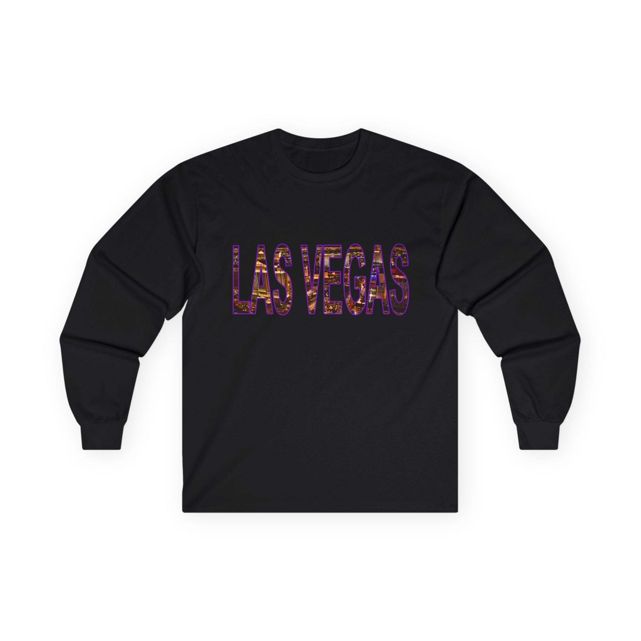 Las Vegas Long Sleeve Tee — City Neon Photo Print - Raven Quest - Raven Quest Apparel