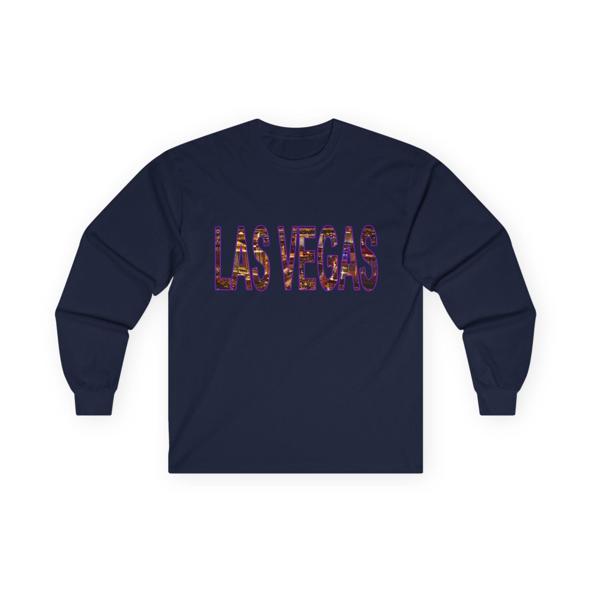 Las Vegas Long Sleeve Tee — City Neon Photo Print - Raven Quest - Raven Quest Apparel