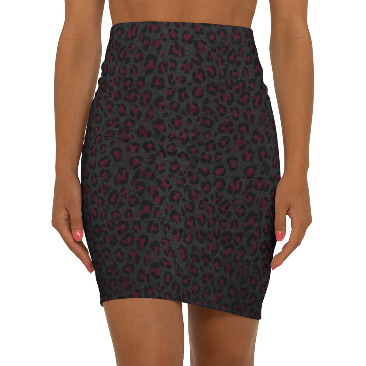 Leopard Print Pencil Skirt — Women's Mid - Waist AOP Fashion Skirt - Raven Quest Apparel