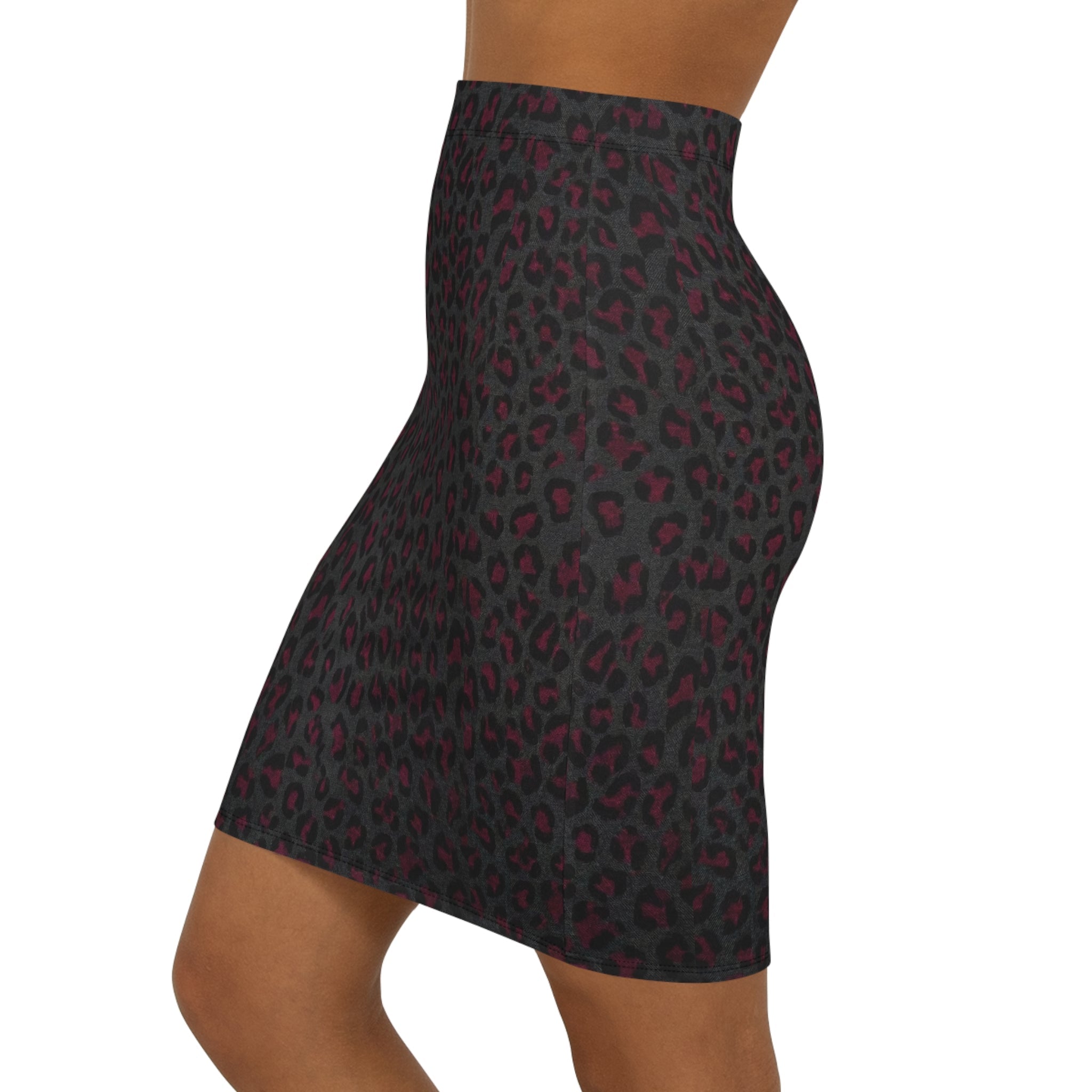 Leopard Print Pencil Skirt — Women's Mid - Waist AOP Fashion Skirt - Raven Quest Apparel