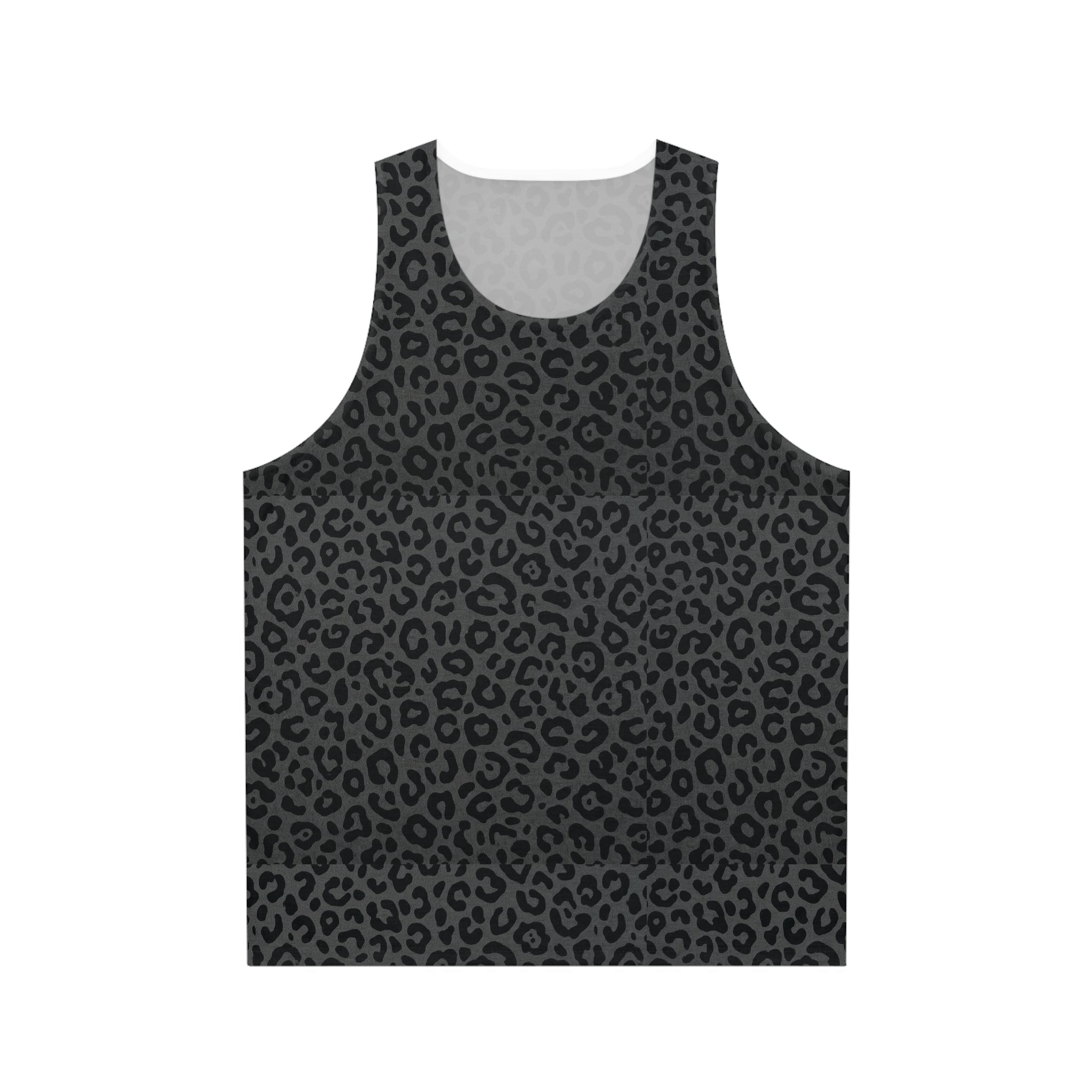 Leopard Print Tank Top — All - Over Dark Grey Animal Print - Raven Quest Apparel