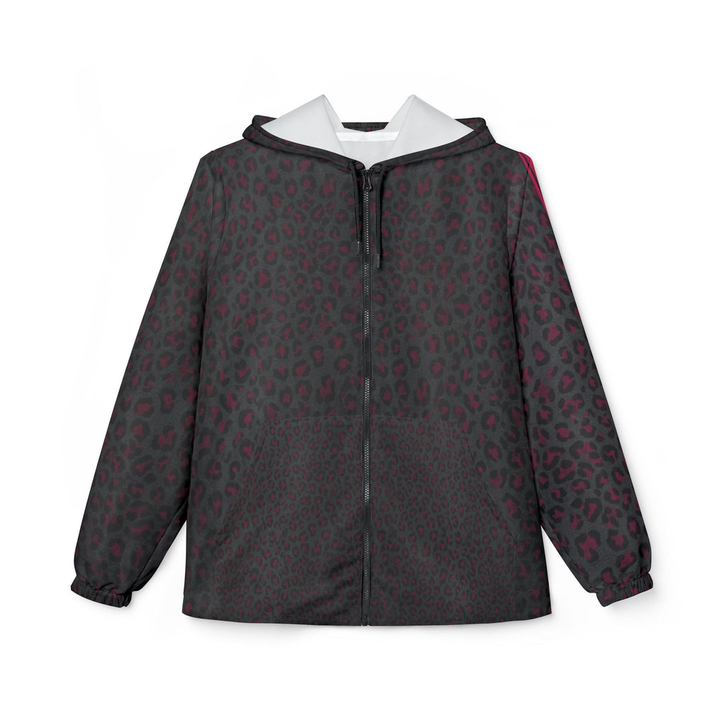 Leopard Print Windbreaker Jacket with Back Logo — Women's Stylish Lightweight Hoodie - Raven Quest Apparel