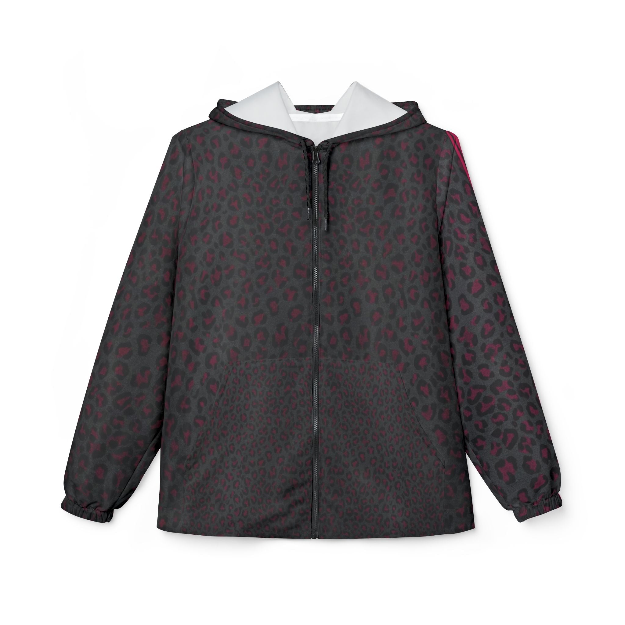 Leopard Print Windbreaker Jacket with Back Logo — Women's Stylish Lightweight Hoodie - Raven Quest Apparel
