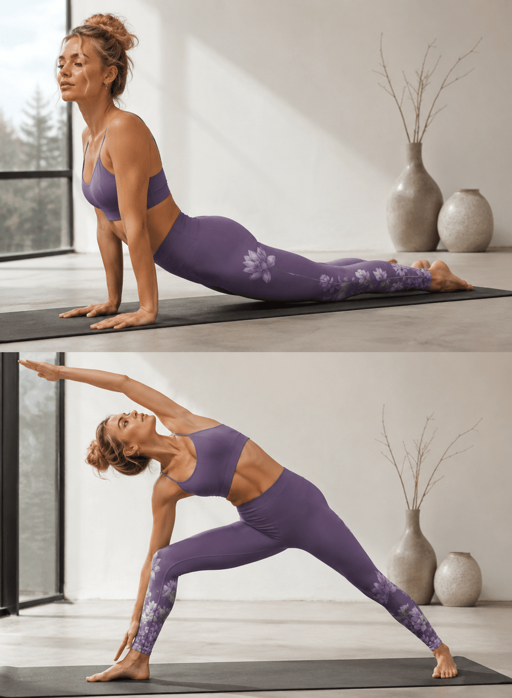 Lilac Lotus Floral Leggings — Women's Floral Yoga & Casual Leggings - Raven Quest Apparel