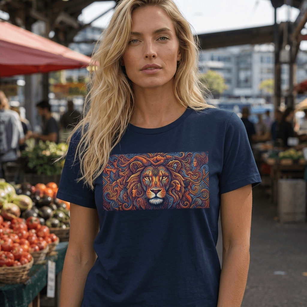Lion Mandala T-Shirt — Colorful Psychedelic Lion Graphic Tee - Raven Quest Apparel