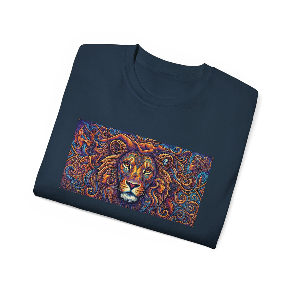 Lion Mandala T-Shirt — Colorful Psychedelic Lion Graphic Tee - Raven Quest Apparel