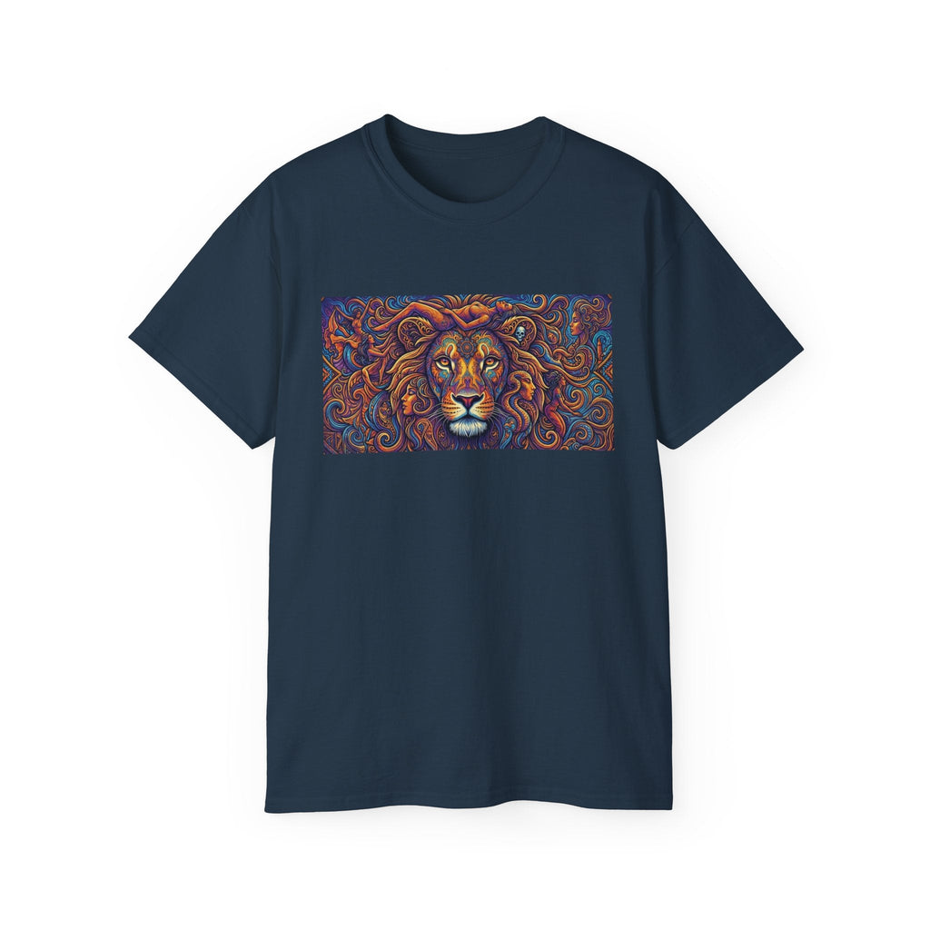 Lion Mandala T-Shirt — Colorful Psychedelic Lion Graphic Tee - Raven Quest Apparel