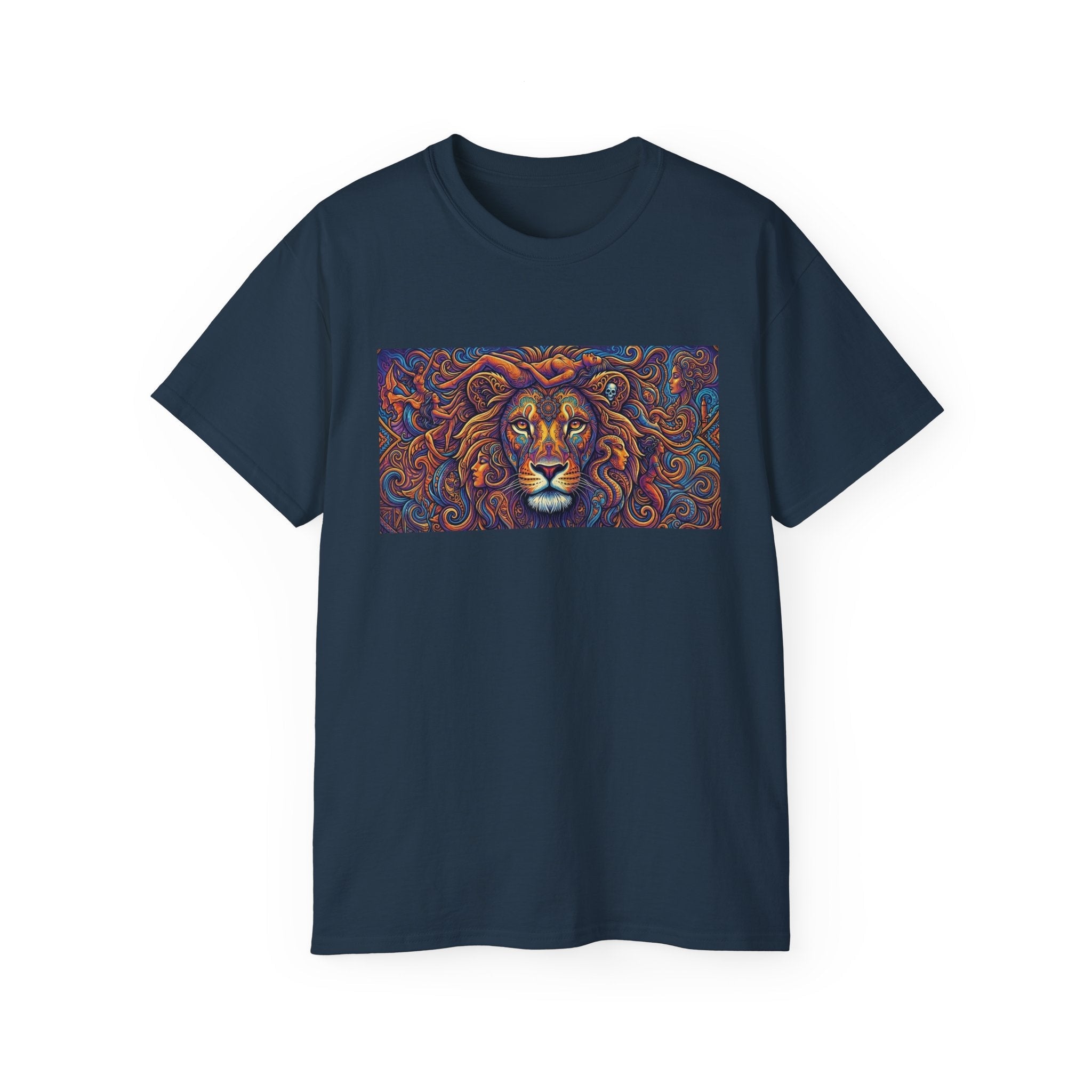 Lion Mandala T-Shirt — Colorful Psychedelic Lion Graphic Tee - Raven Quest Apparel