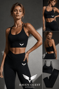 Luxe Women's Crop Bra — Minimal Raven Quest Athletic Logo Sports & Lounge Top - Raven Quest Apparel