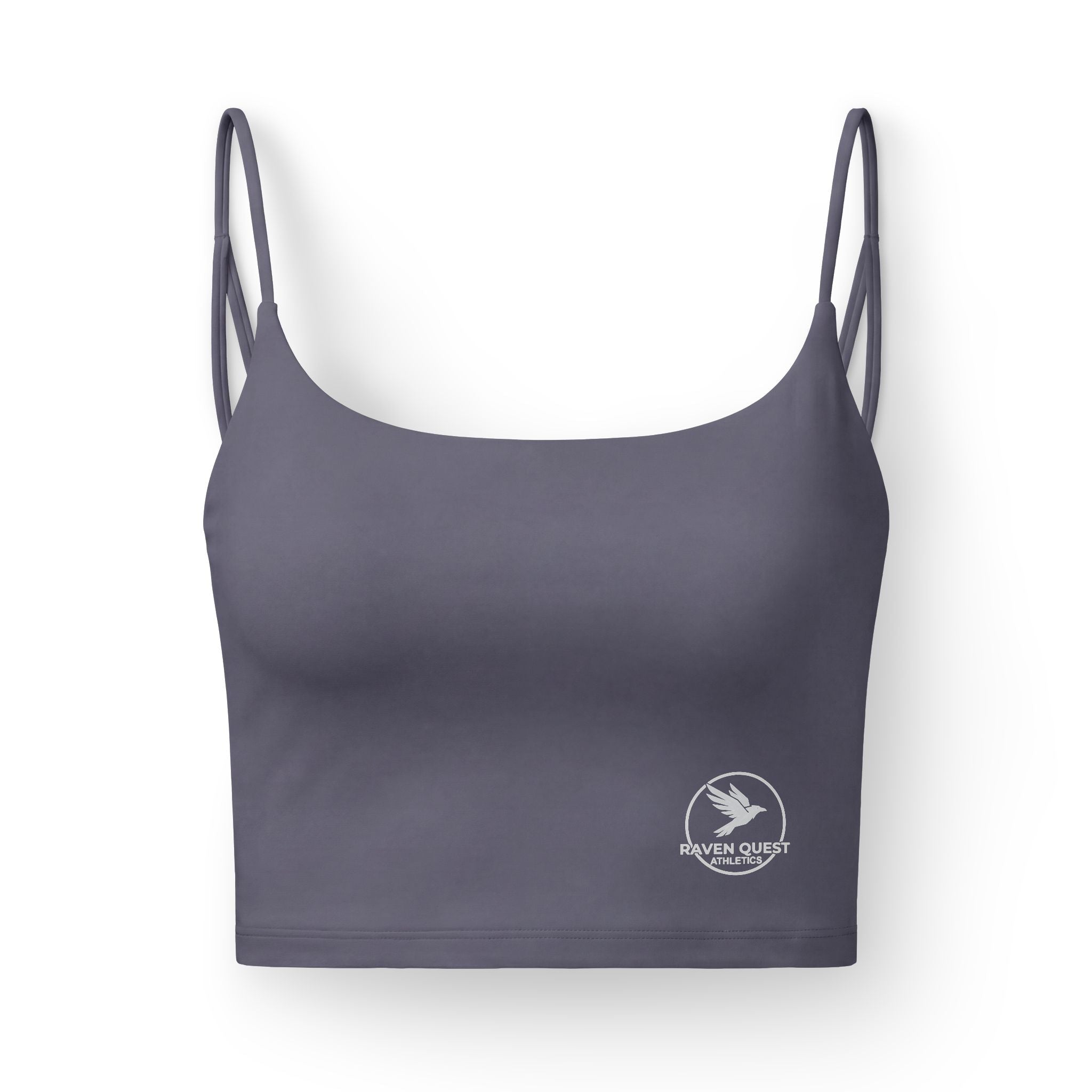 Luxe Women's Crop Bra — Minimalist Black Bralette with Tiny Logo - Raven Quest Apparel
