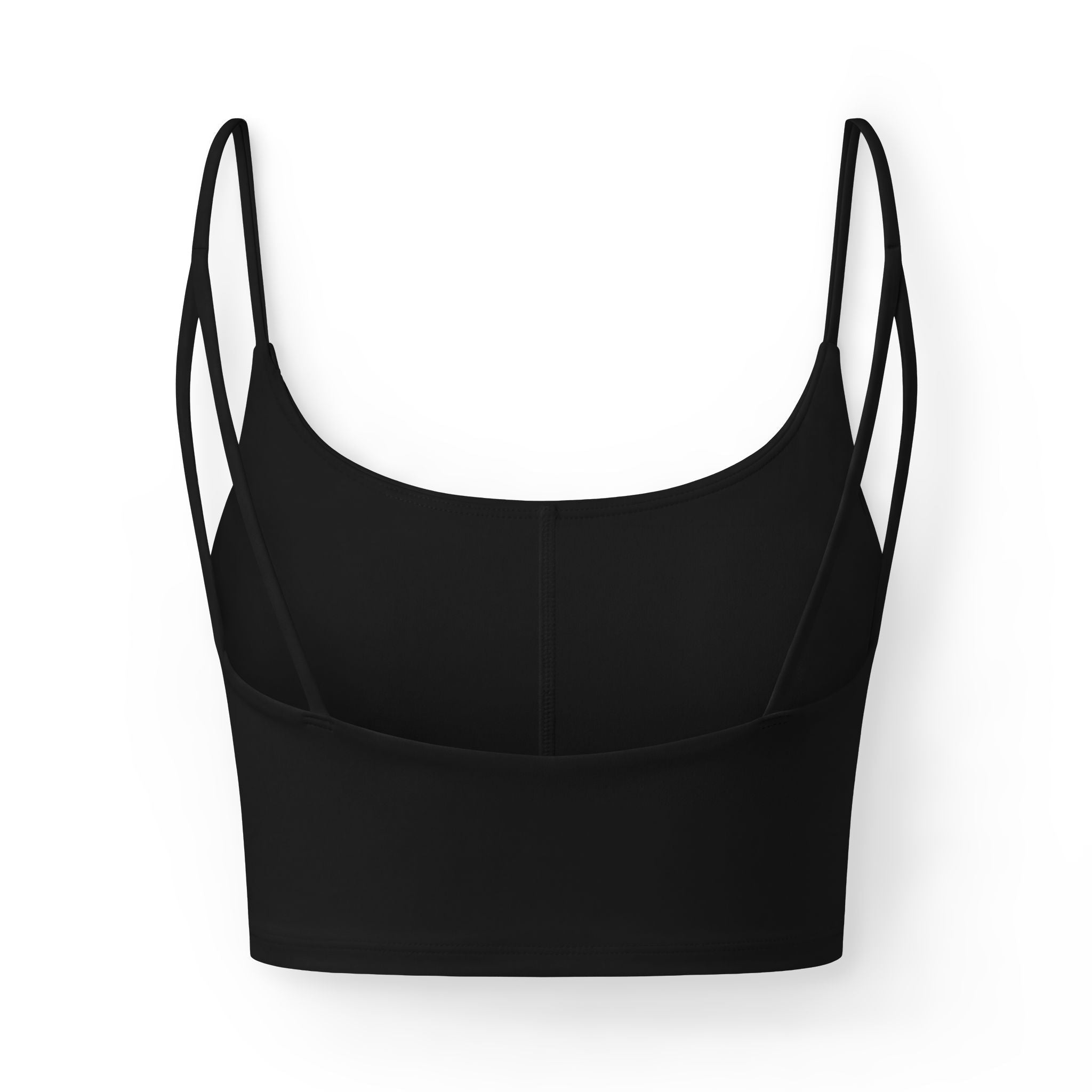 Luxe Women's Crop Bra — Minimalist Black Bralette with Tiny Logo - Raven Quest Apparel