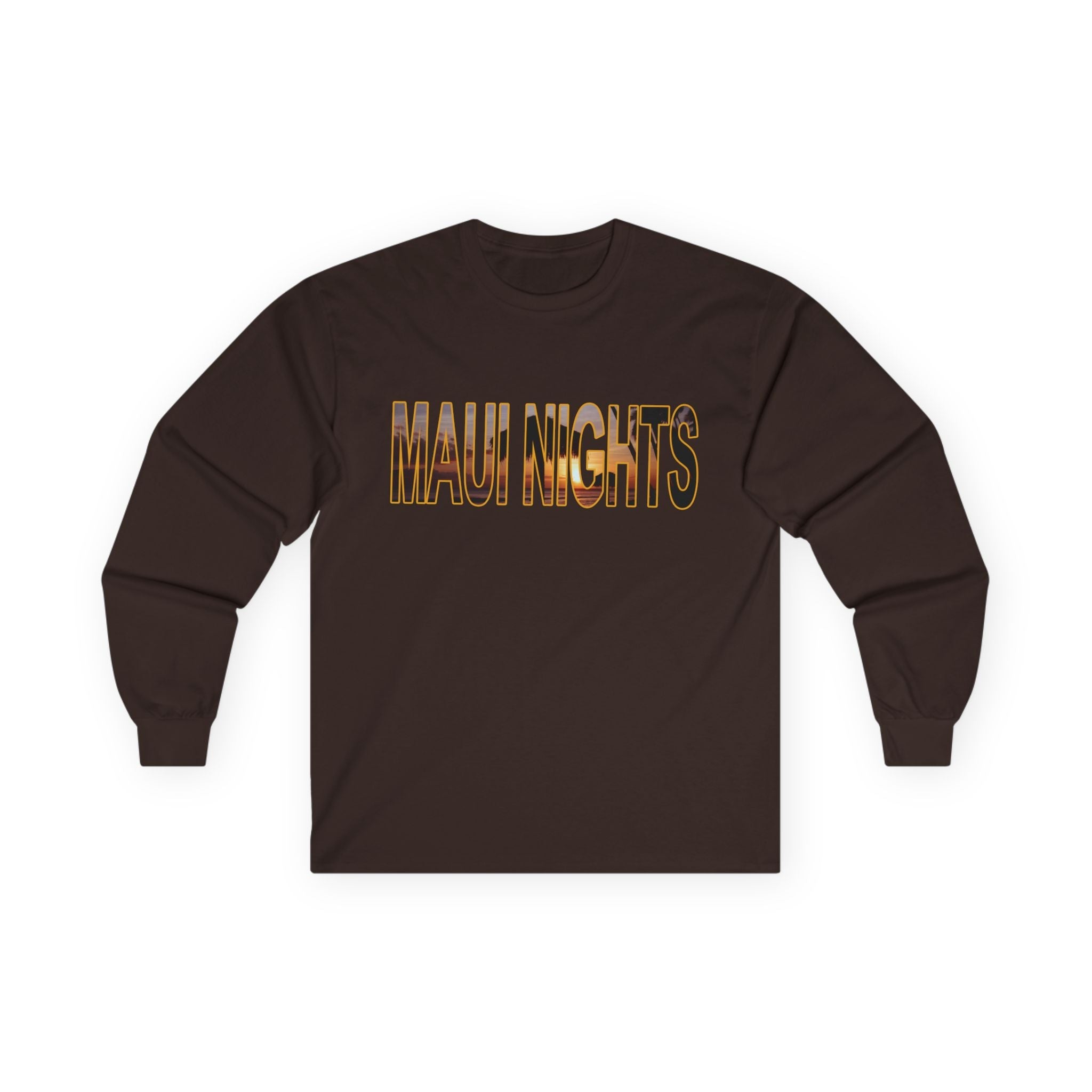 Maui Nights Long Sleeve Tee — Sunset Maui Photo Print - Raven Quest - Raven Quest Apparel
