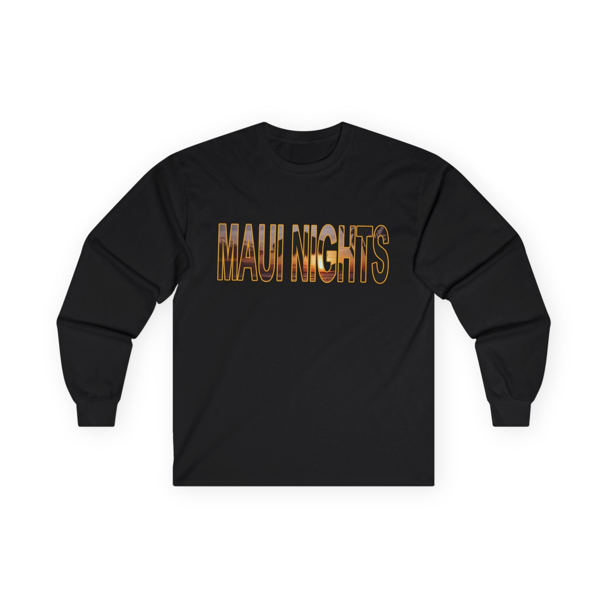 Maui Nights Long Sleeve Tee — Sunset Maui Photo Print - Raven Quest - Raven Quest Apparel