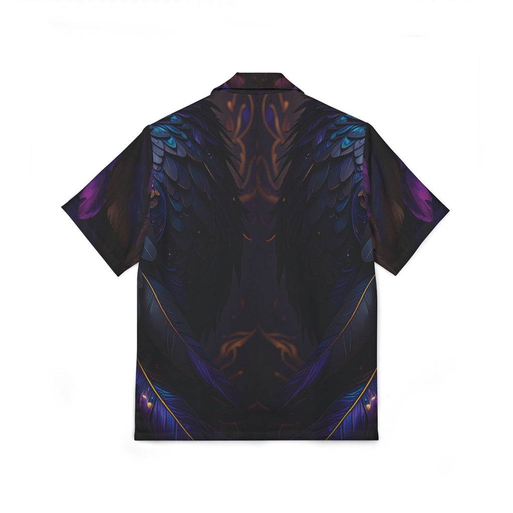 Men's Floral Winged Hawaiian Camp Shirt — Dark Mystic Blue AOP - Raven Quest Apparel