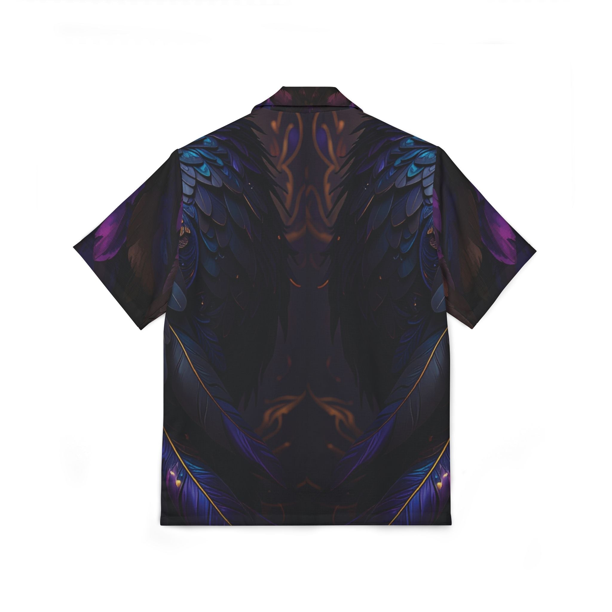 Men's Floral Winged Hawaiian Camp Shirt — Dark Mystic Blue AOP - Raven Quest Apparel