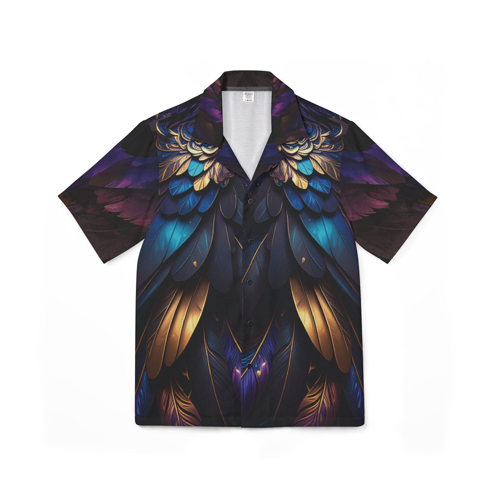 Men's Floral Winged Hawaiian Camp Shirt — Dark Mystic Blue AOP - Raven Quest Apparel
