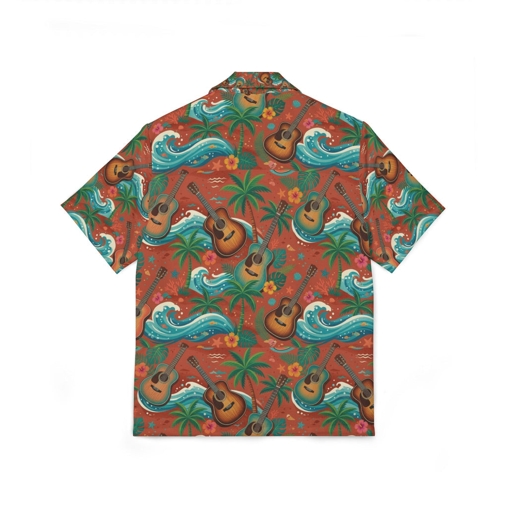 Men's Hawaiian Camp Shirt - Tropical Ukulele Surf Print - Raven Quest Apparel
