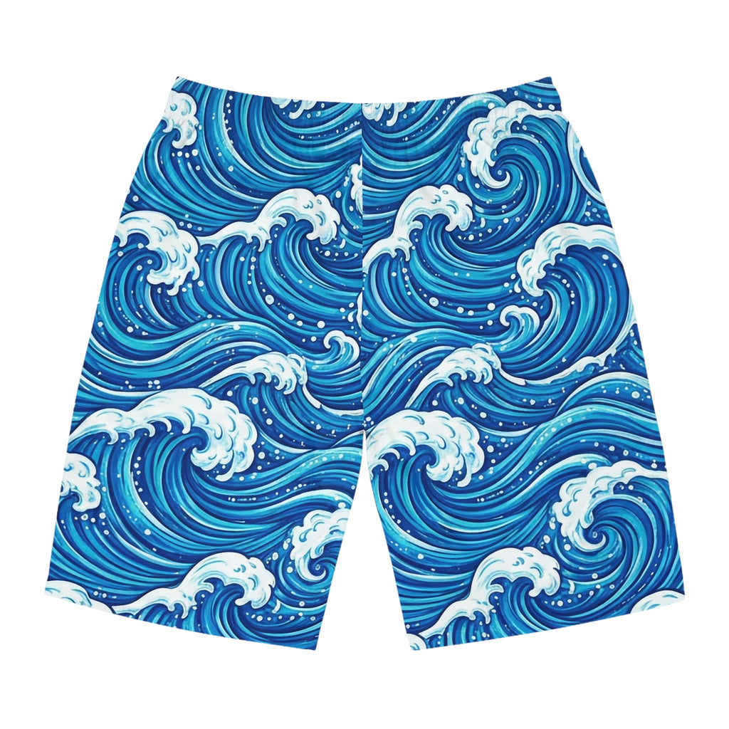 Men's Ocean Wave Board Shorts | Comfortable Summer Swimwear - Raven Quest Apparel
