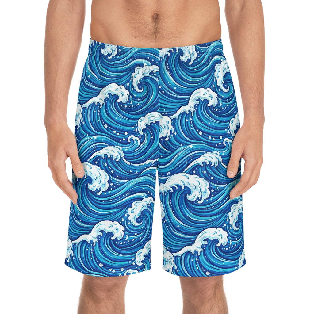 Men's Ocean Wave Board Shorts | Comfortable Summer Swimwear - Raven Quest Apparel