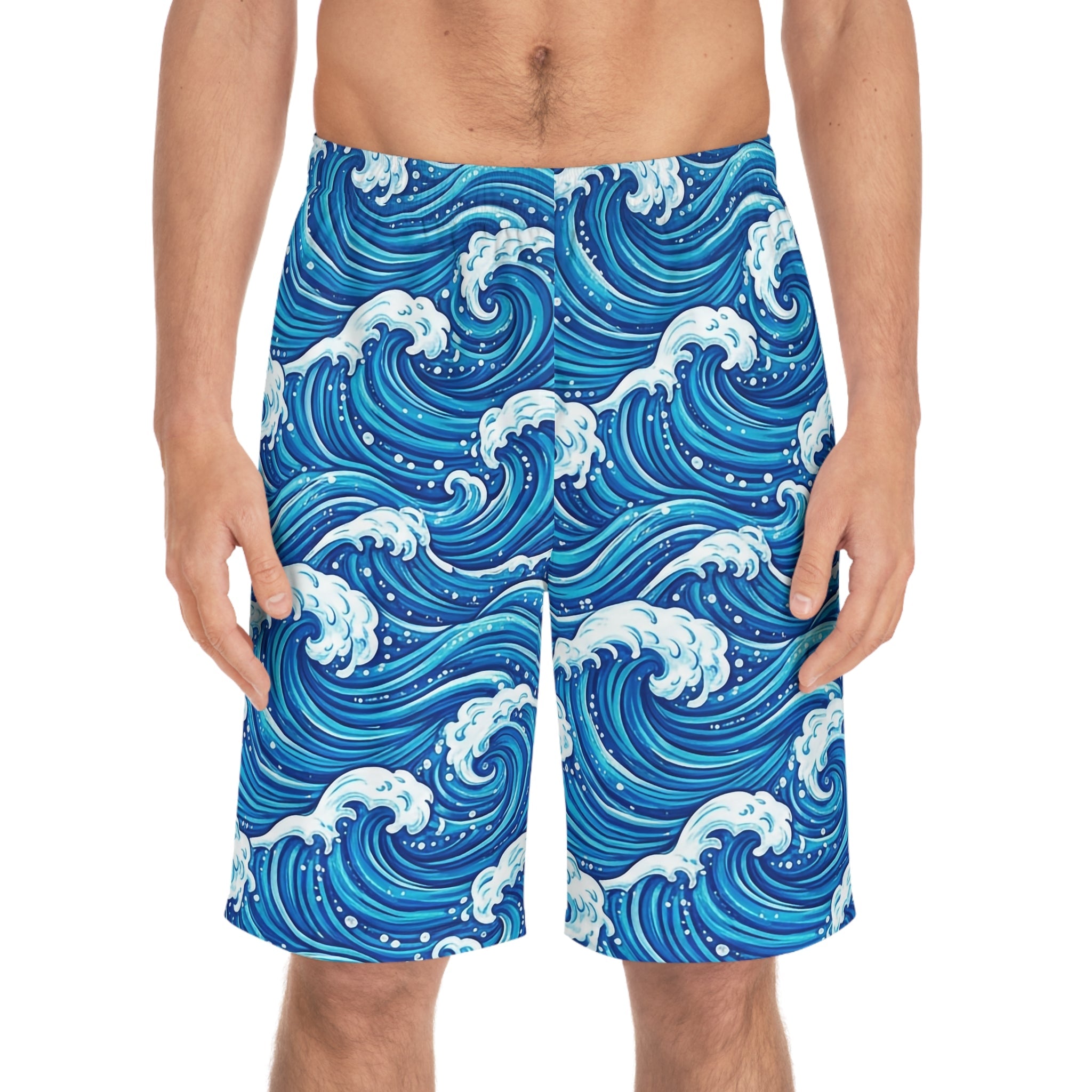 Men's Ocean Wave Board Shorts | Comfortable Summer Swimwear - Raven Quest Apparel