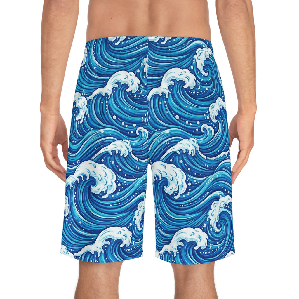 Men's Ocean Wave Board Shorts | Comfortable Summer Swimwear - Raven Quest Apparel