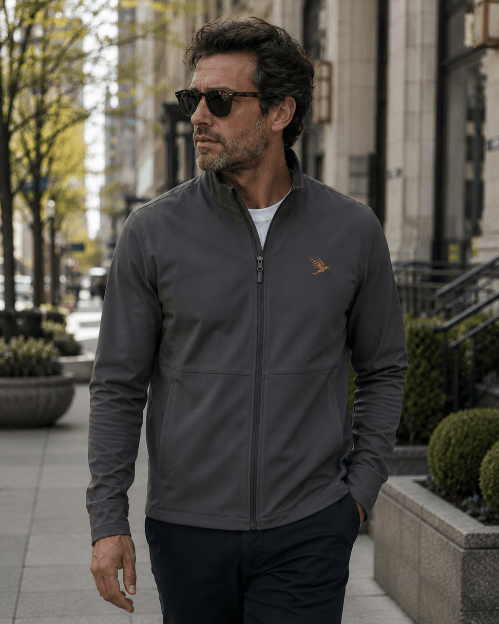 Men's Soft Shell Jacket - Small Raven Logo, Lightweight Windbreaker - Raven Quest Apparel