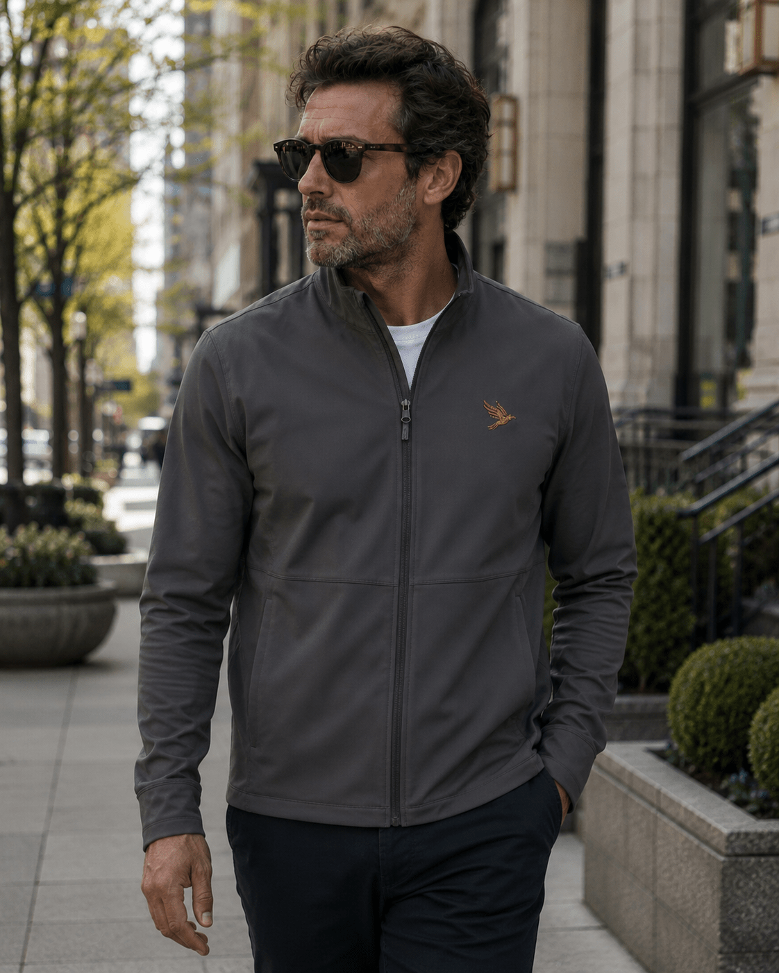 Men's Soft Shell Jacket - Small Raven Logo, Lightweight Windbreaker - Raven Quest Apparel